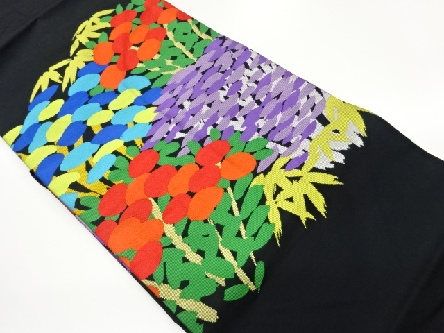JAPANESE NAGOYA OBI / WOVEN ABSTRACT FLORAL PLANTS